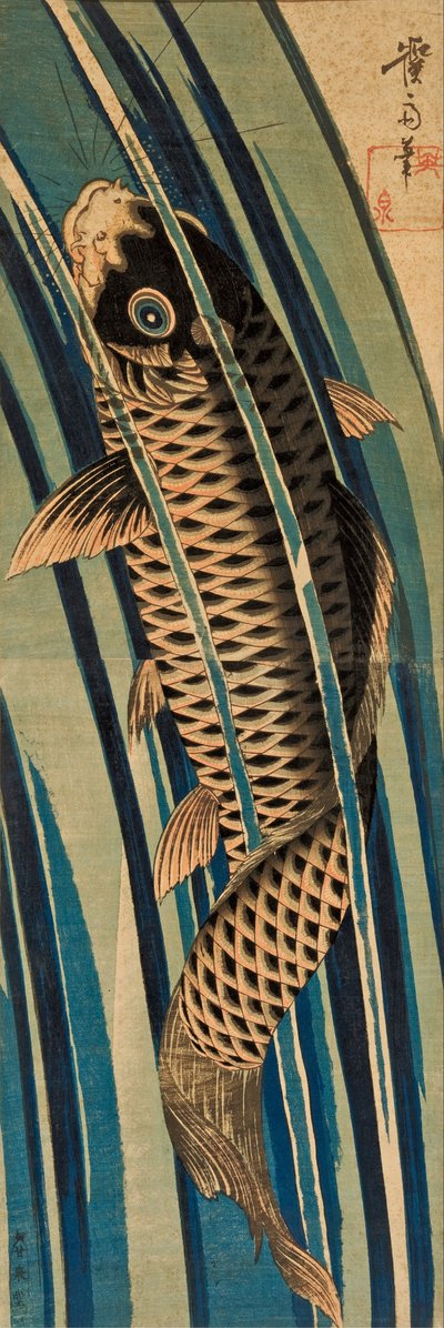Carpe montant une cascade - Keisai Eisen